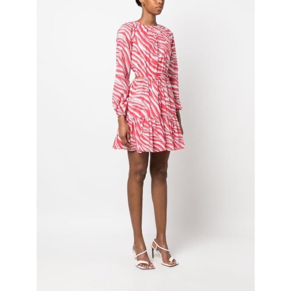 Michael Kors Zebra Print Cotton Lawn Cutout Dress in Gernaium Pink